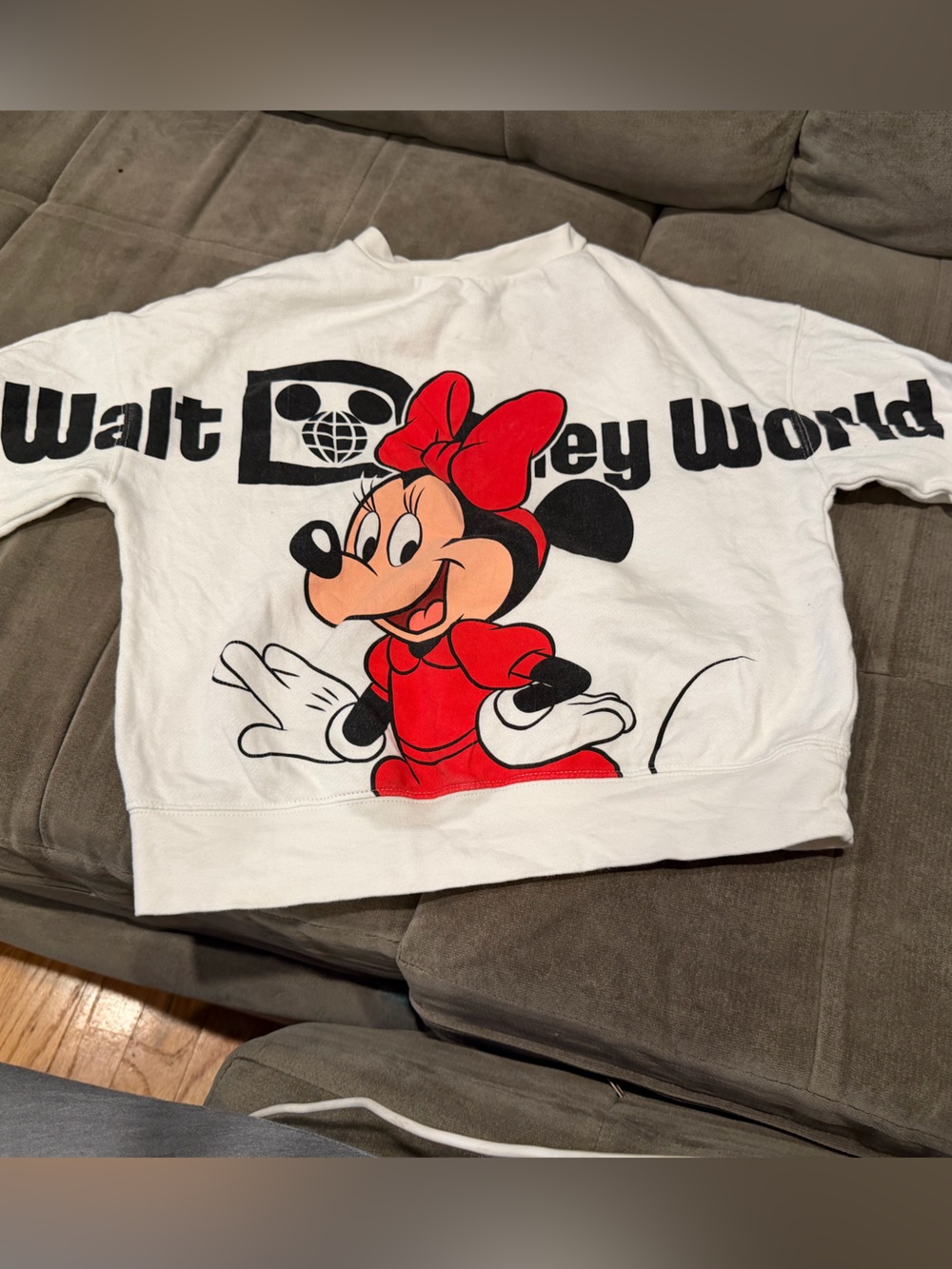 Disney White Kids Sweatshirt with Minnie Mouse Red Accents